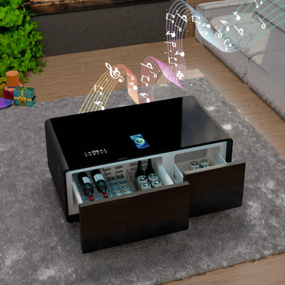 Smart Coffee Table with Built-In Fridge & Wireless Charging