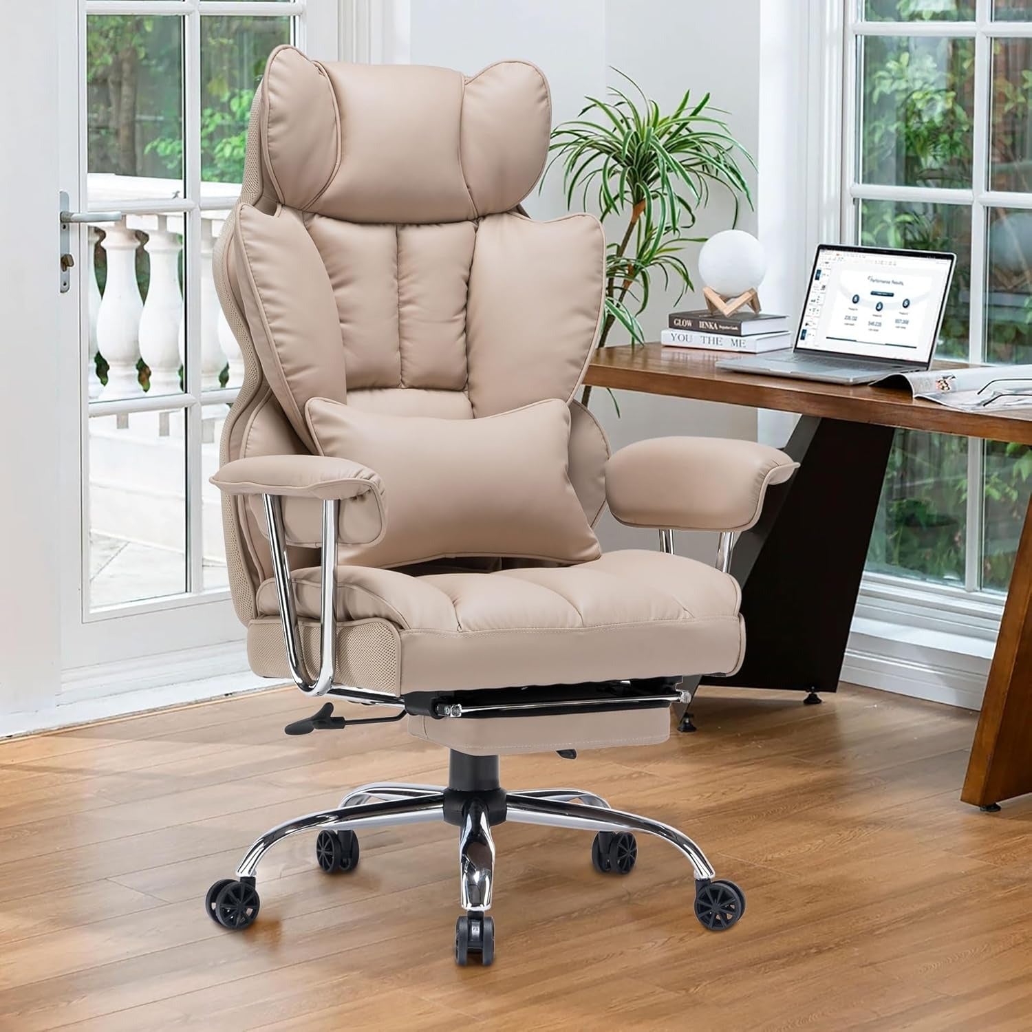 ✨ Executive Office Chair with Leg Rest and Lumbar Support