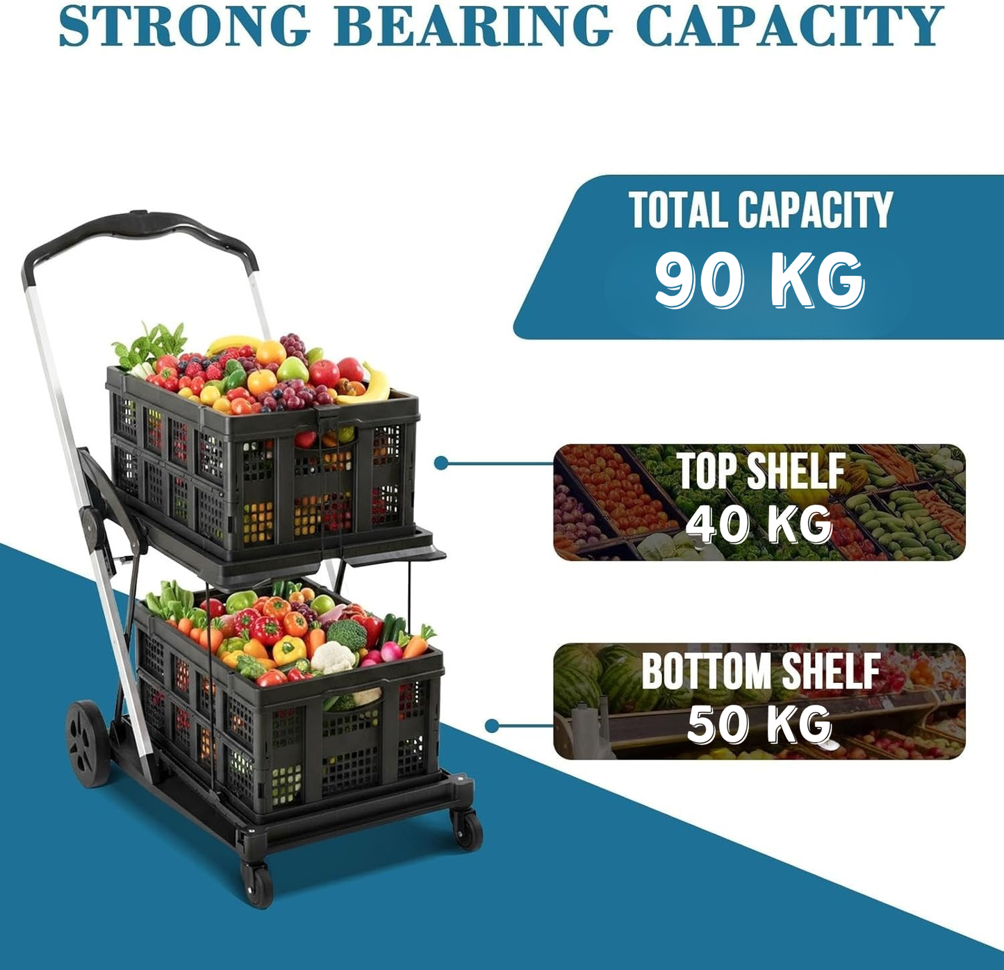 1 CargoSwift™ Multi-Use Utility Cart – Adjustable Portable Trolley with Dual Storage Crates