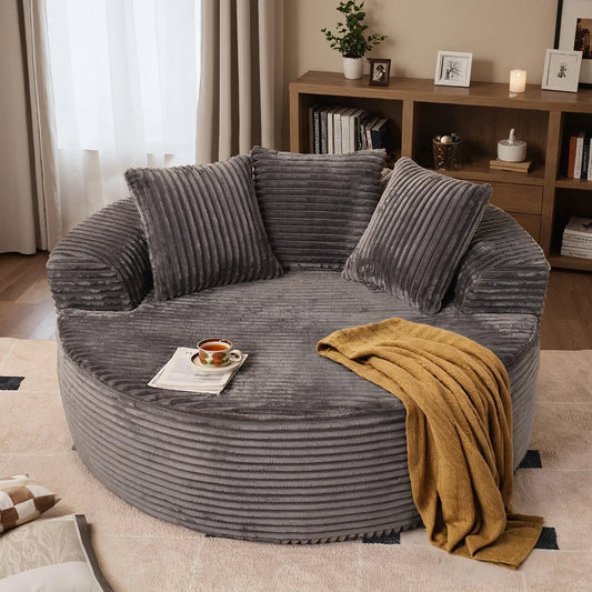 O-Shape Modular Couch, Plush Corduroy Fabric, No Assembly Required