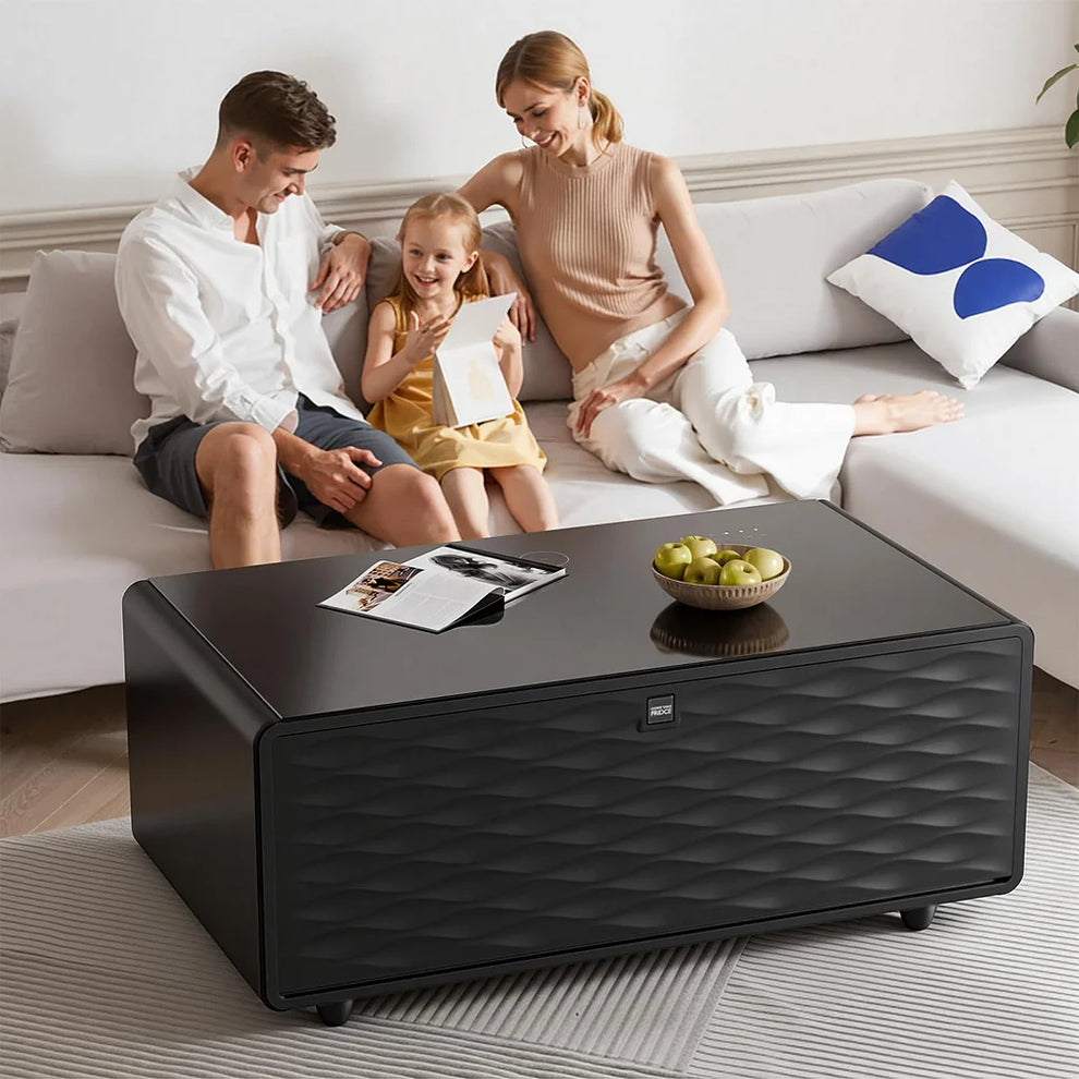Smart Coffee Table with Built-In Fridge & Wireless Charging