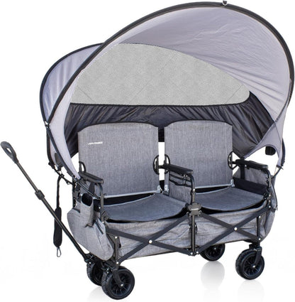 Voyager XL – Premium 2-Seater Folding Adventure Wagon with UPF 50+ SunShield Canopy, Hidden Under-Seat Cargo Vault & All-Terrain X-Grip Wheels
