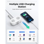 Travel Power Strip, ORICO 4 Outlets 2 USB Ports (1 USB C) with 4FT Wrapped Short Extension Cord Small Power Strip