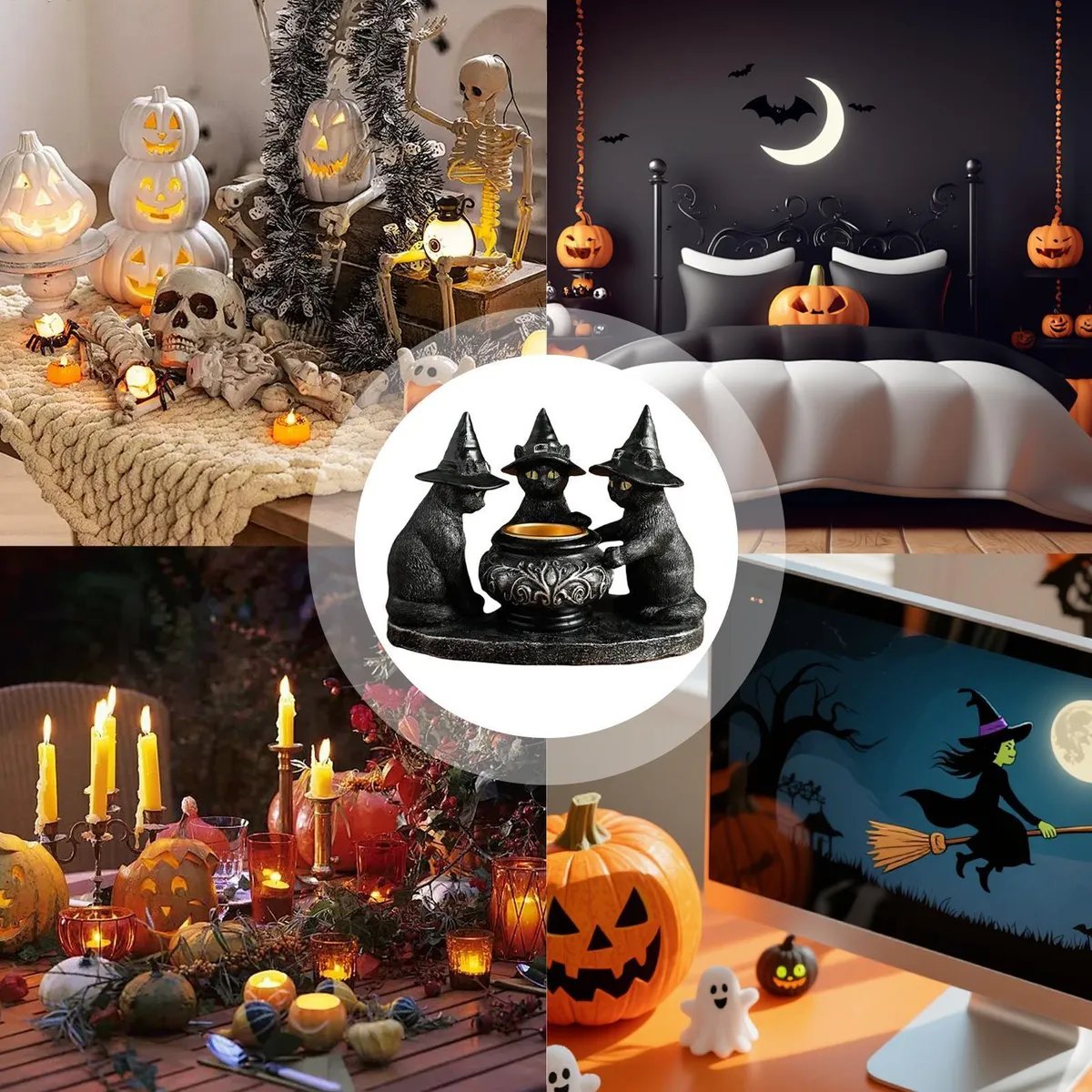 🕯️Ghost Wizard Magic Cat Candlestick (not include candles)