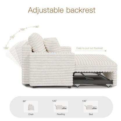 Corduroy Pull-Out Chaise Lounge Sofa Bed