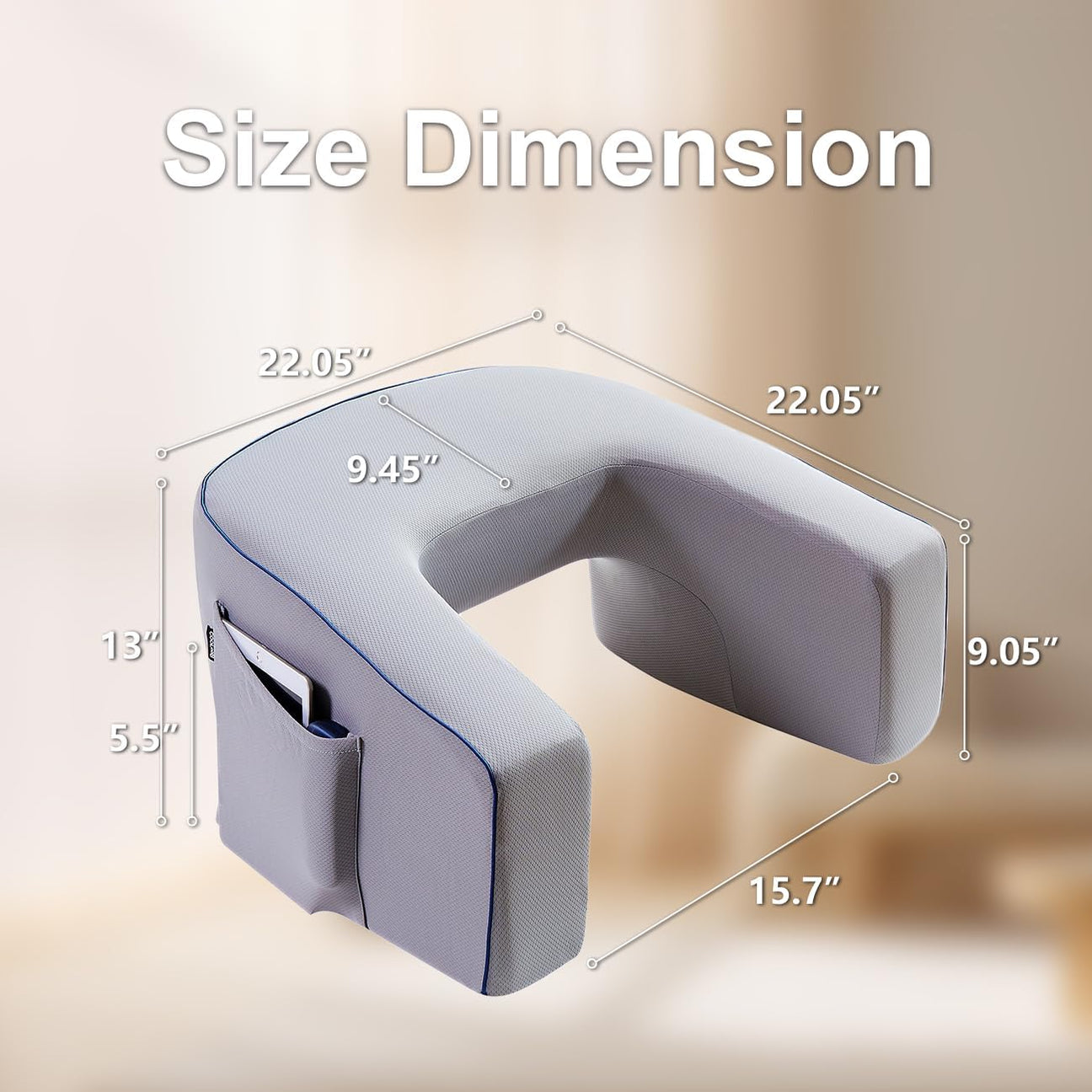 ✨ Memory Foam Lap Desk with Armrests & Pocket – Perfect for Reading or Working in Bed or Sofa