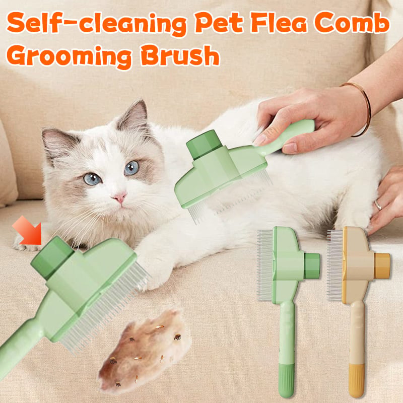 Self-cleaning Pet Flea Comb Grooming Brush - DogPlaybox