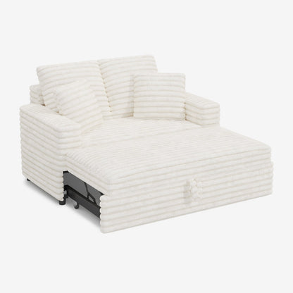Corduroy Pull-Out Chaise Lounge Sofa Bed