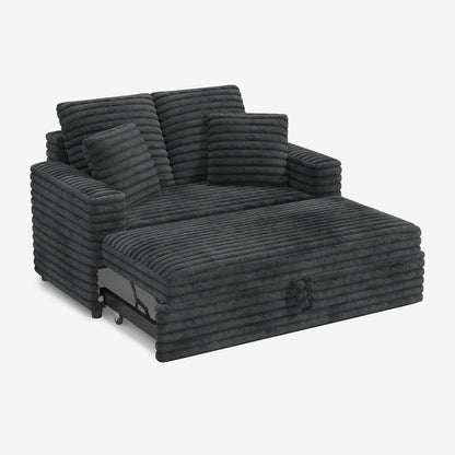 Corduroy Pull-Out Chaise Lounge Sofa Bed