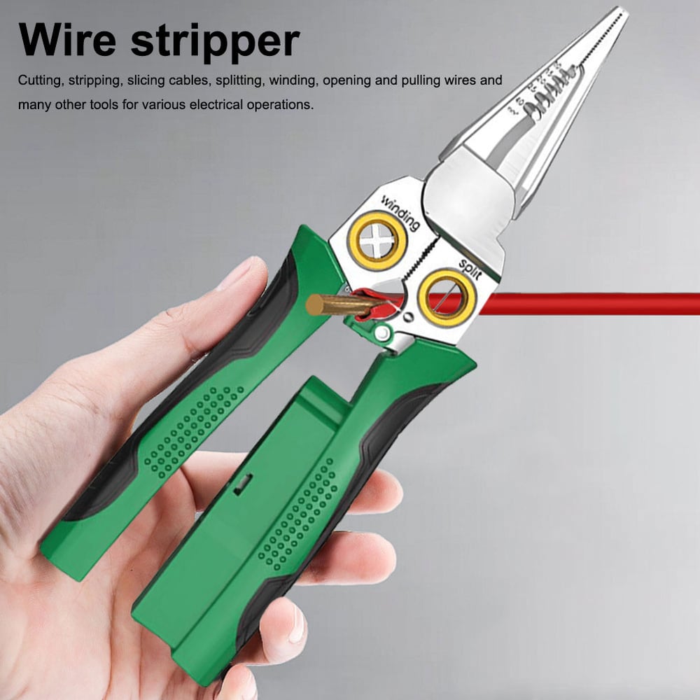 Outdoorfun 8 in 1 Wire Stripper Twister for Cutting and Pulling Wires Cable Scissors,Voltage Tester Pliers