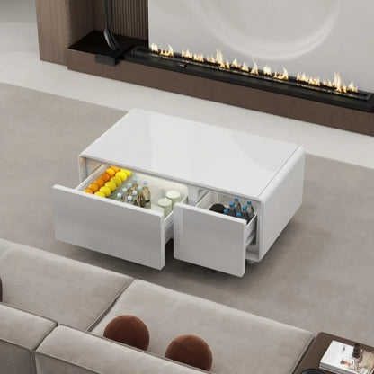 Smart Coffee Table with Built-In Fridge & Wireless Charging