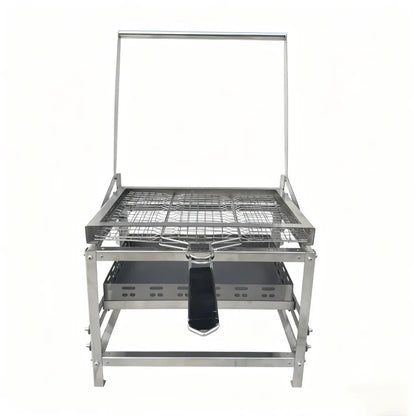 Adjustable Charcoal Rotating Grill with 360° Manual Rotation, 4-Level Height Adjustable Heat Control