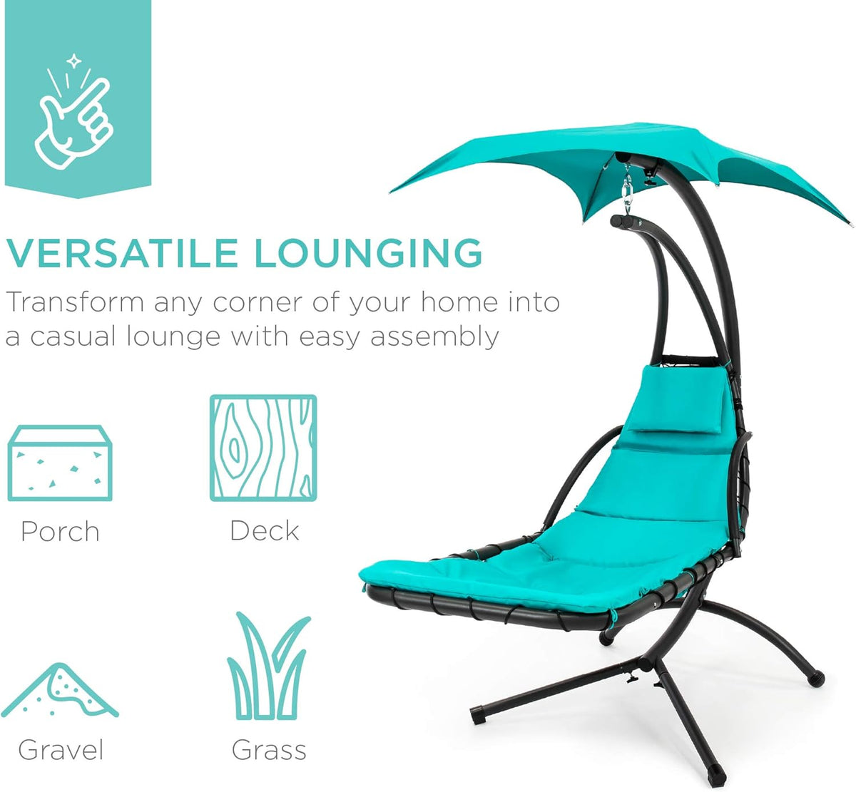 ✨  Floating Patio Lounge Chair with Adjustable Canopy