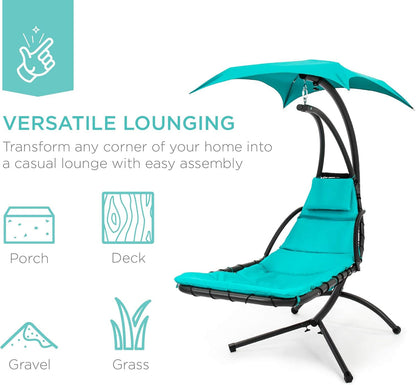 ✨  Floating Patio Lounge Chair with Adjustable Canopy
