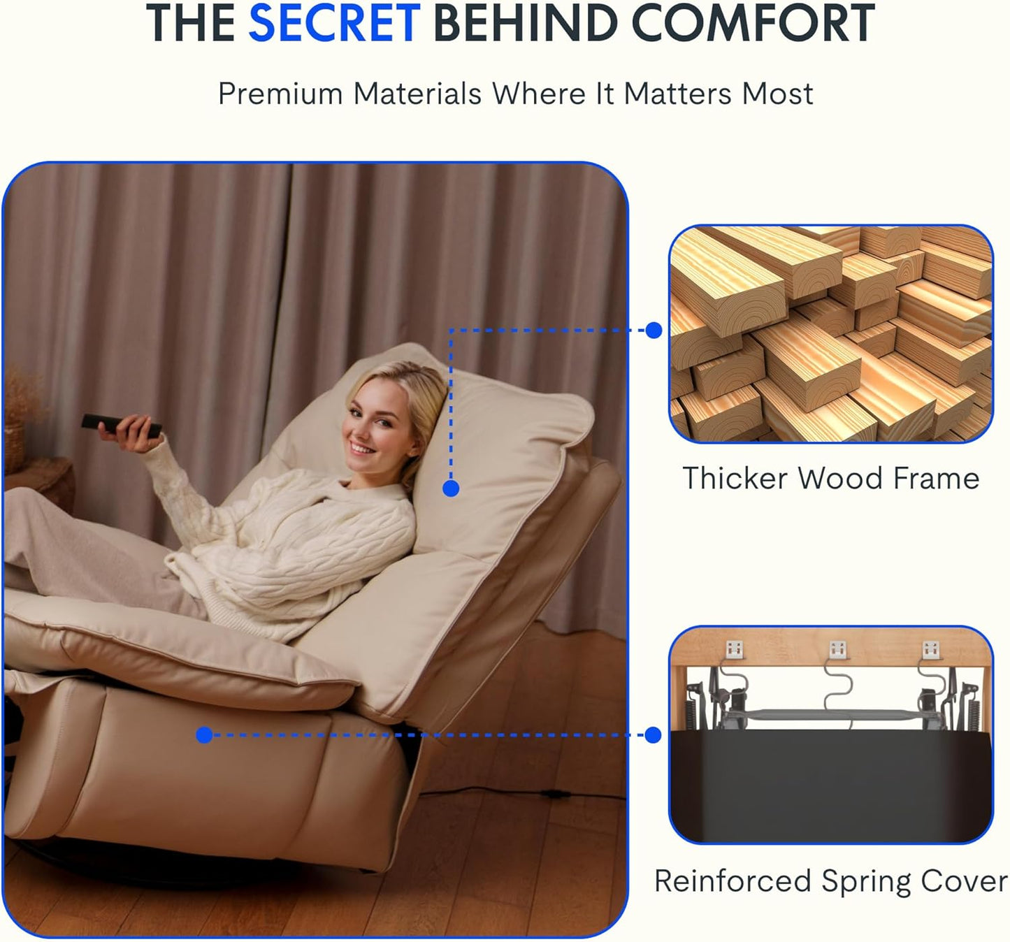 Nimbus™ 360 Swivel Rocker Recliner – Oversized Armless Lounge Chair with Premium Three-Proof Fabric