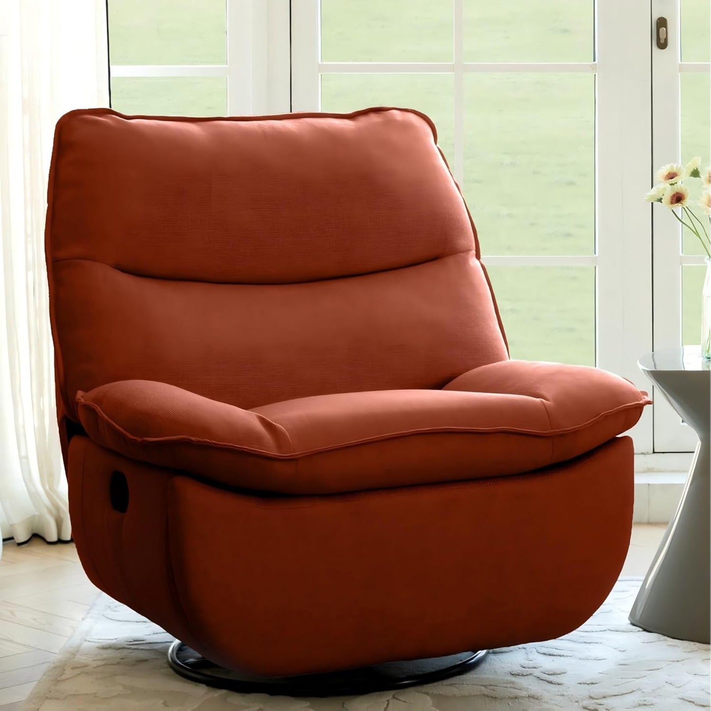 Nimbus™ 360 Swivel Rocker Recliner – Oversized Armless Lounge Chair with Premium Three-Proof Fabric