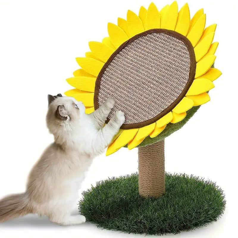 Cat Sunflower Scratching Post Made Of Sisal