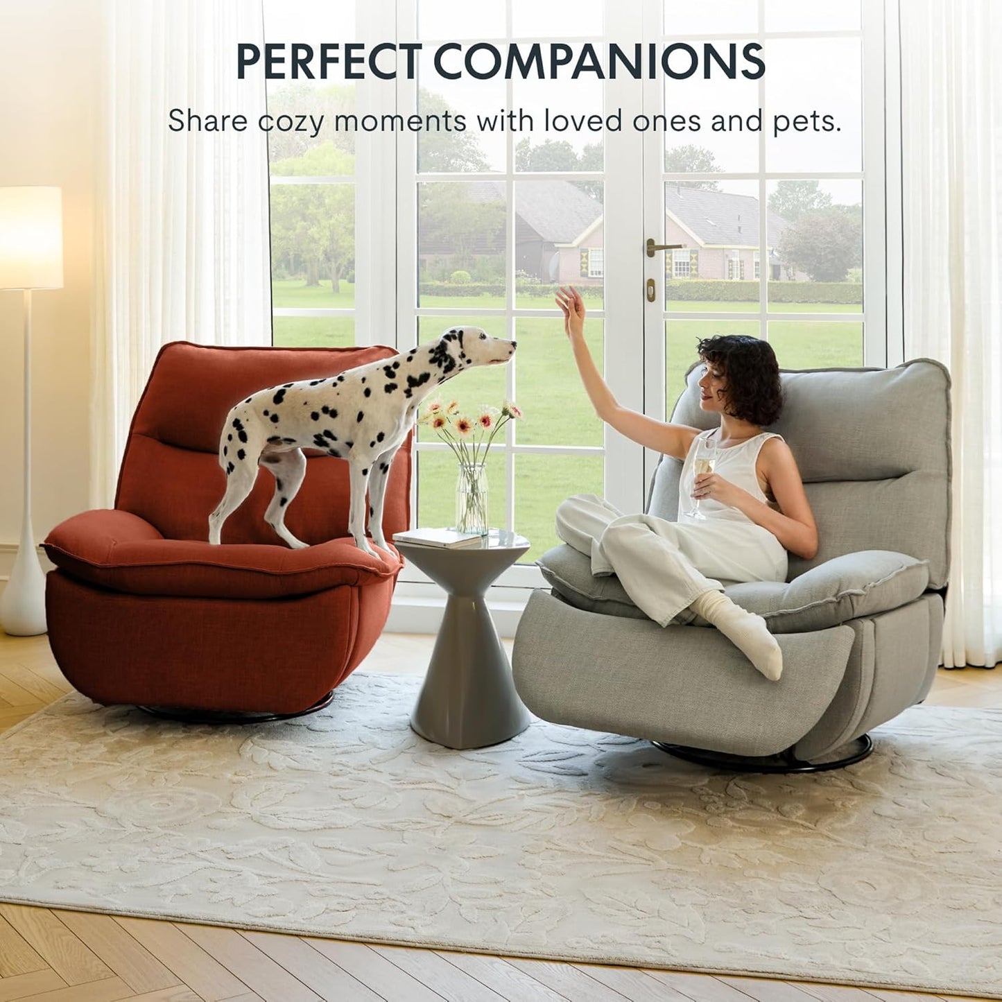Nimbus™ 360 Swivel Rocker Recliner – Oversized Armless Lounge Chair with Premium Three-Proof Fabric