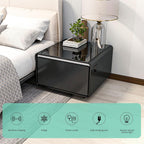 Smart Side Table with Built-In Fridge Drawer & Charging Station