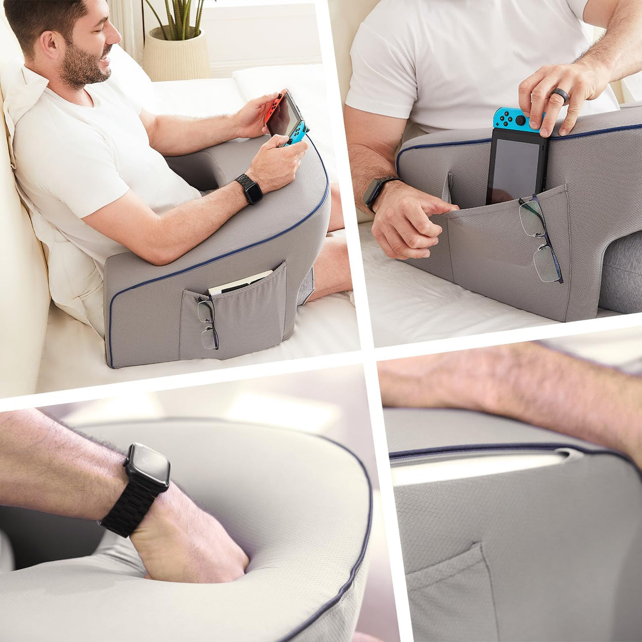 ✨ Memory Foam Lap Desk with Armrests & Pocket – Perfect for Reading or Working in Bed or Sofa