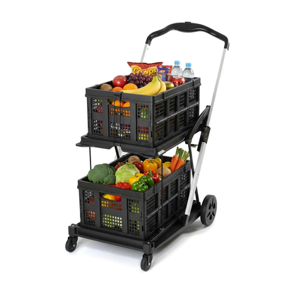 CargoSwift™ Multi-Use Utility Cart – Adjustable Portable Trolley with Dual Storage Crates