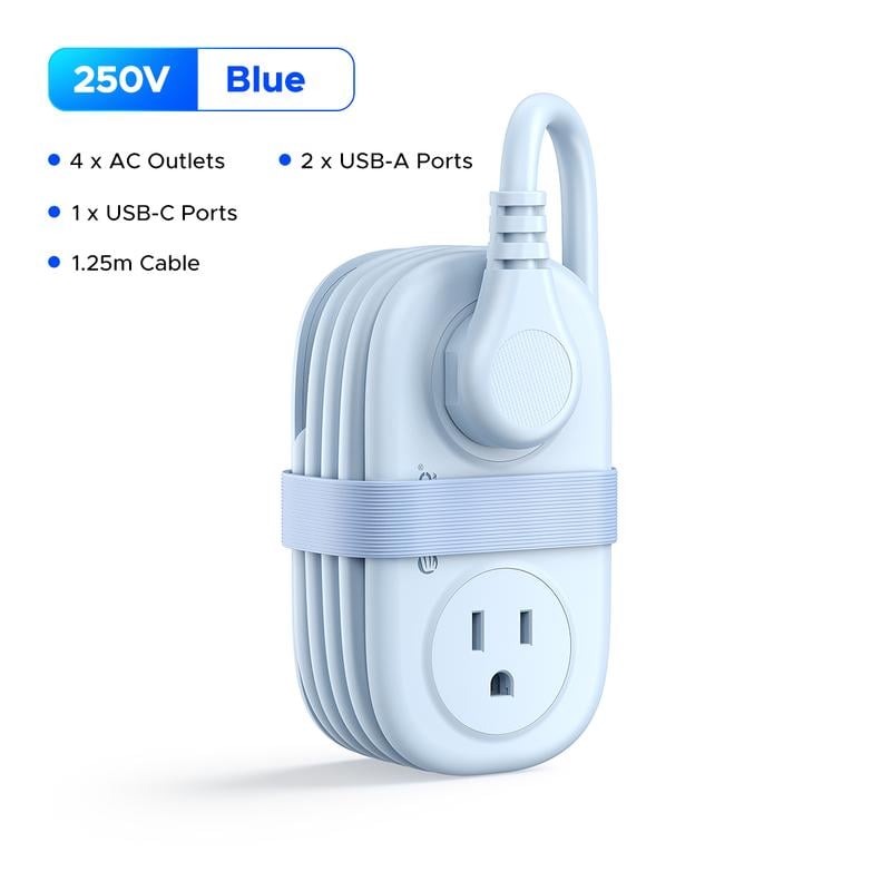🔌 7-in-1 Power Strip – Compact Travel Charging Solution