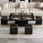 Multifunctional Lift Top Coffee Table With 4 Storage Stools
