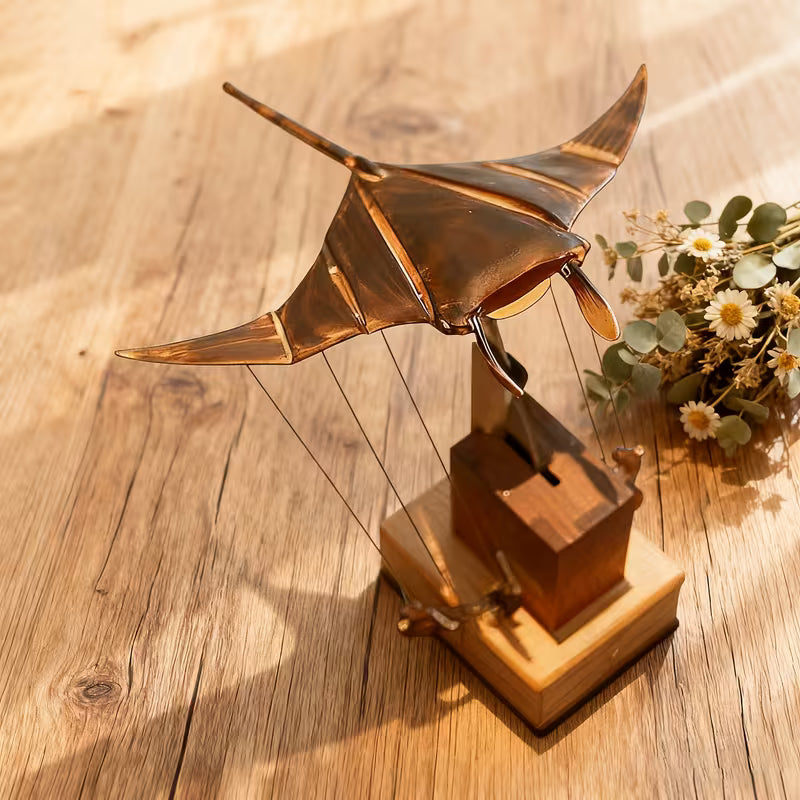 Upgraded Version Handmade Wooden Electric Bionic Manta Ray Ornament