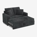 Pull-Out Chaise Lounge Bed with Plush Corduroy Fabric & Supportive Pillows