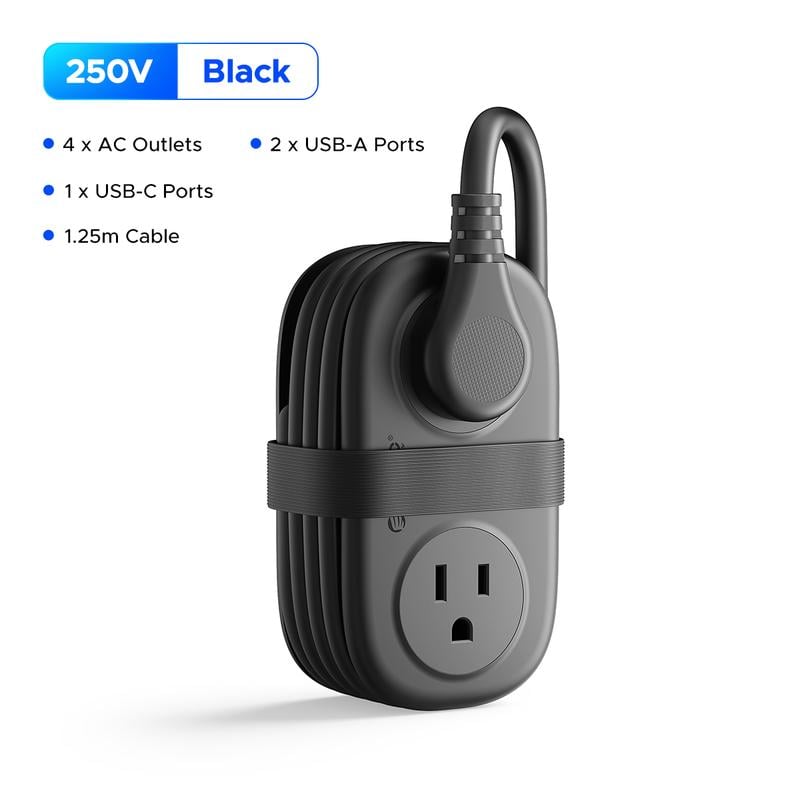 🔌 7-in-1 Power Strip – Compact Travel Charging Solution