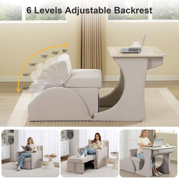 3-in-1 Convertible Sleeper Chair Sofa Bed – Adjustable Armchair with Pull-Out Bed