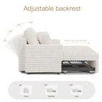 Pull-Out Chaise Lounge Bed with Plush Corduroy Fabric & Supportive Pillows
