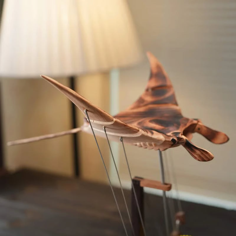 Upgraded Version Handmade Wooden Electric Bionic Manta Ray Ornament