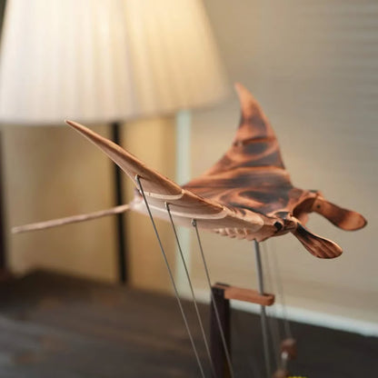 Upgraded Version Handmade Wooden Electric Bionic Manta Ray Ornament
