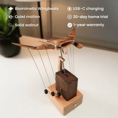Upgraded Version Handmade Wooden Electric Bionic Manta Ray Ornament