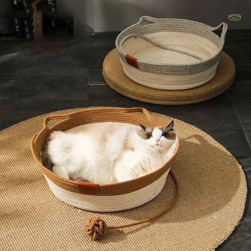 🐾  Cozy Cat Basket Bed