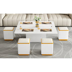 Multifunctional Lift Top Coffee Table With 4 Storage Stools