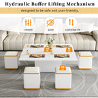 Multifunctional Lift Top Coffee Table With 4 Storage Stools
