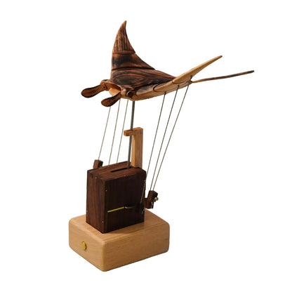 Upgraded Version Handmade Wooden Electric Bionic Manta Ray Ornament