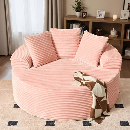 O-Shape Modular Couch, Plush Corduroy Fabric, No Assembly Required