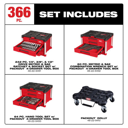 🔥Limited Time Offer✨ 366-pc Master Mechanics Hand Tool Set with Drawers and Dolly
