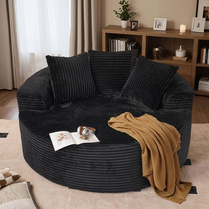 O-Shape Modular Couch, Plush Corduroy Fabric, No Assembly Required