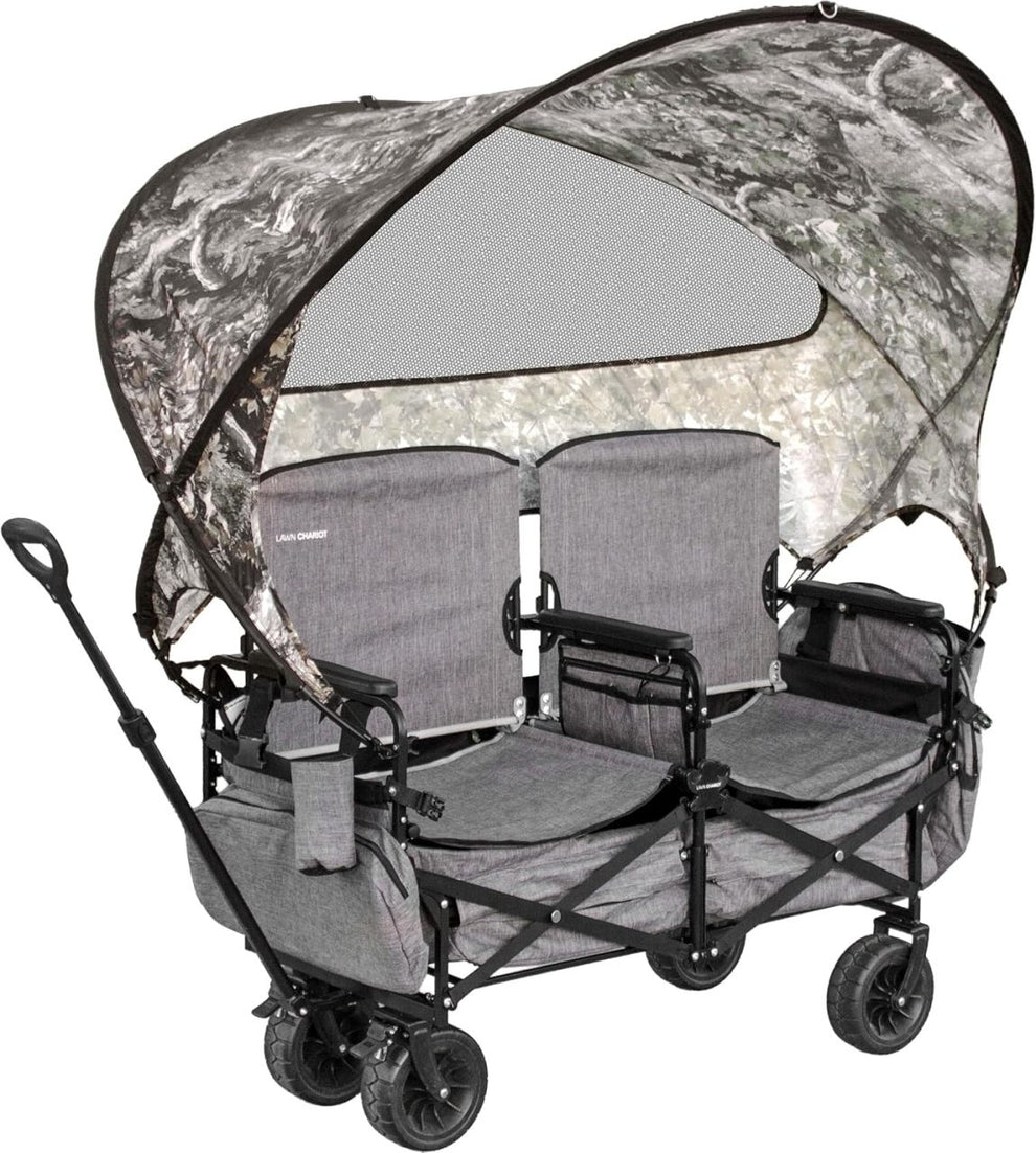 Voyager XL – Premium 2-Seater Folding Adventure Wagon with UPF 50+ SunShield Canopy, Hidden Under-Seat Cargo Vault & All-Terrain X-Grip Wheels