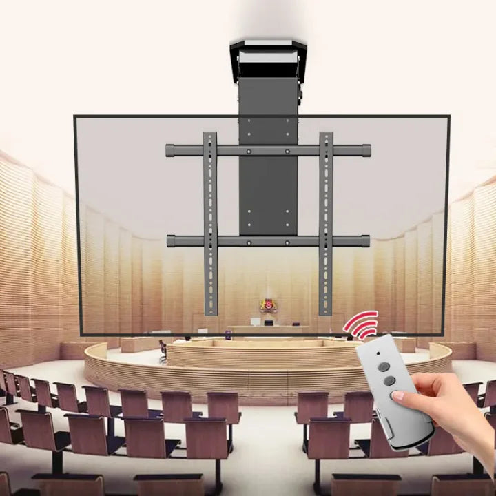 Motorized Ceiling TV Mount Lift – Remote Control Adjustable Rotating Bracket for 50–90”