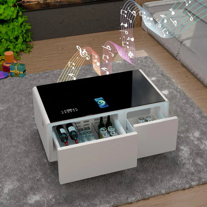 Smart Coffee Table with Built-In Fridge & Wireless Charging