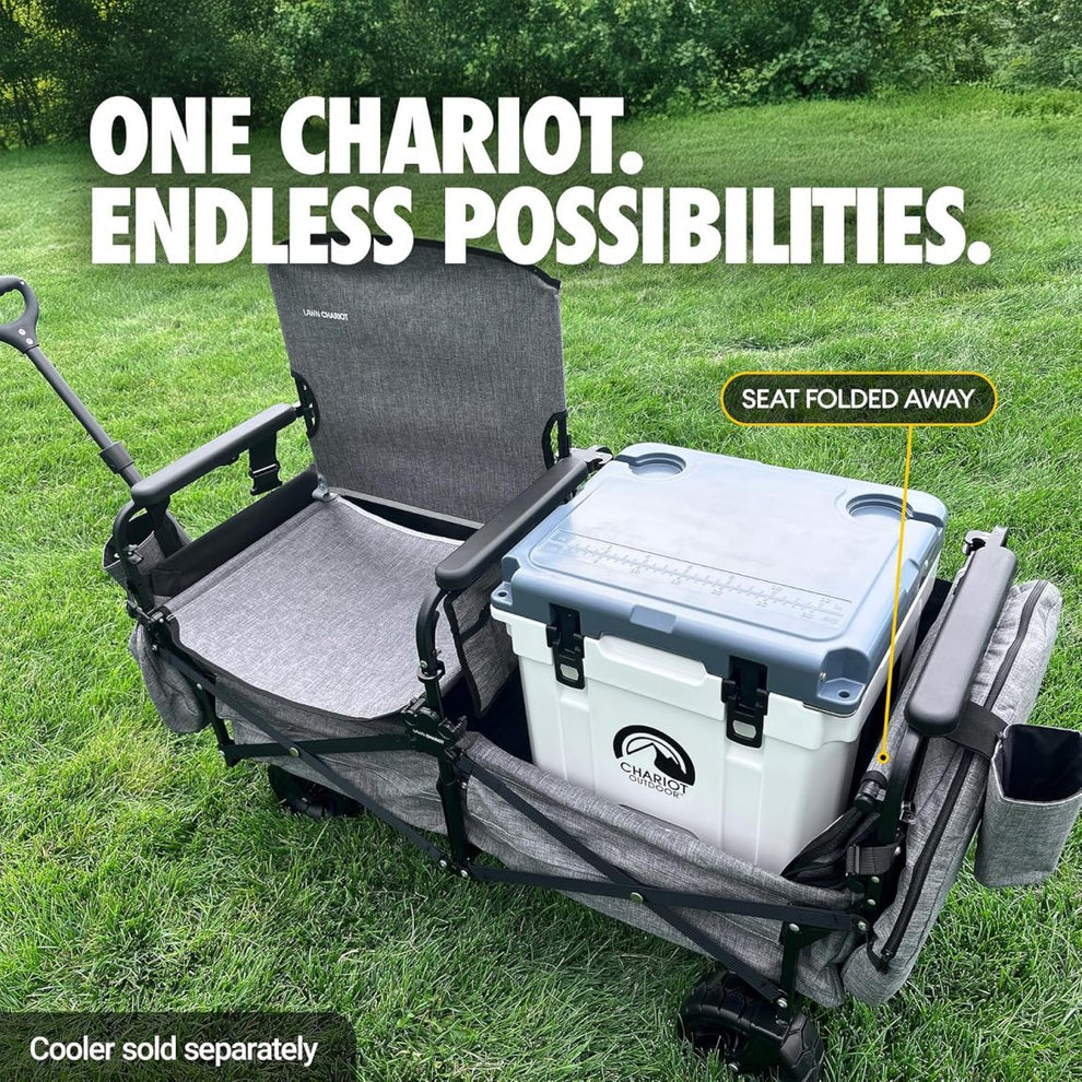 Voyager XL – Premium 2-Seater Folding Adventure Wagon with UPF 50+ SunShield Canopy, Hidden Under-Seat Cargo Vault & All-Terrain X-Grip Wheels