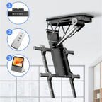 Motorized Ceiling TV Mount Lift – Remote Control Adjustable Rotating Bracket for 50–90”