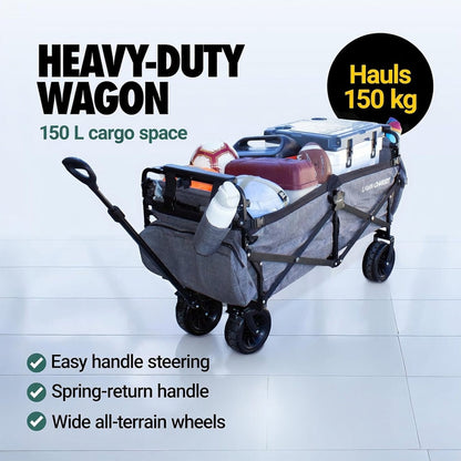 Voyager XL – Premium 2-Seater Folding Adventure Wagon with UPF 50+ SunShield Canopy, Hidden Under-Seat Cargo Vault & All-Terrain X-Grip Wheels